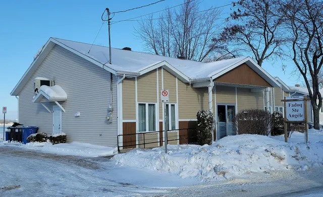 Seniors' club hall in a Quebec village in winter
