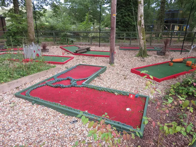 Mini-golf course laid out under the trees