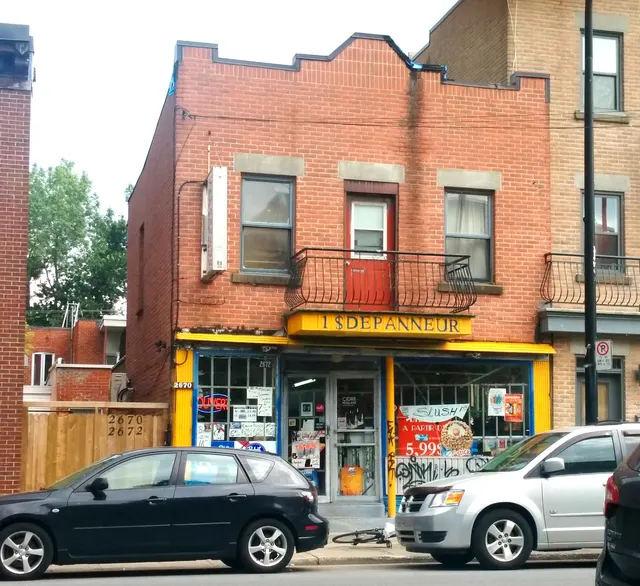 Brick-front corner dépanneur in Montreal